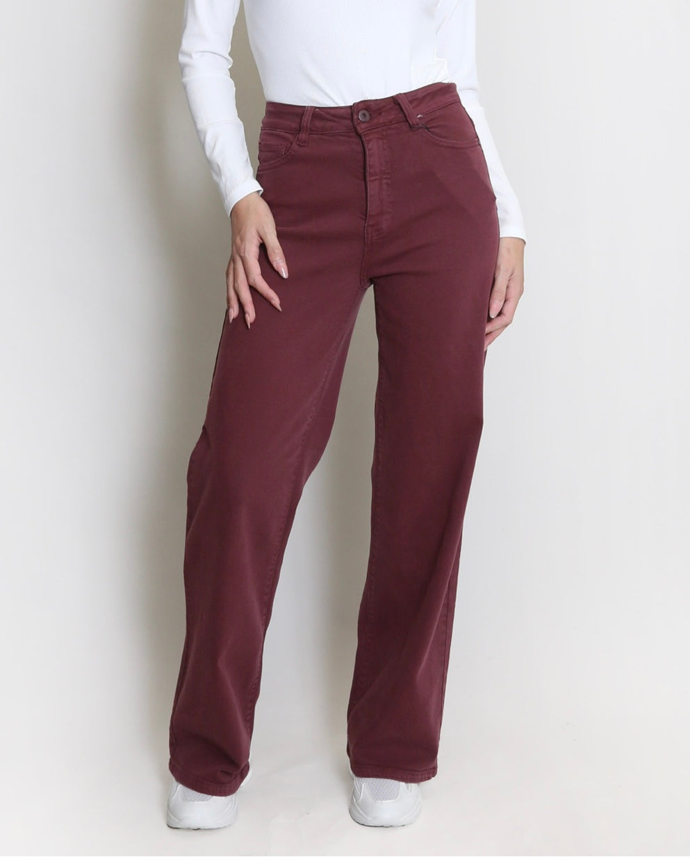 Burgundy Dad Fit Jeans