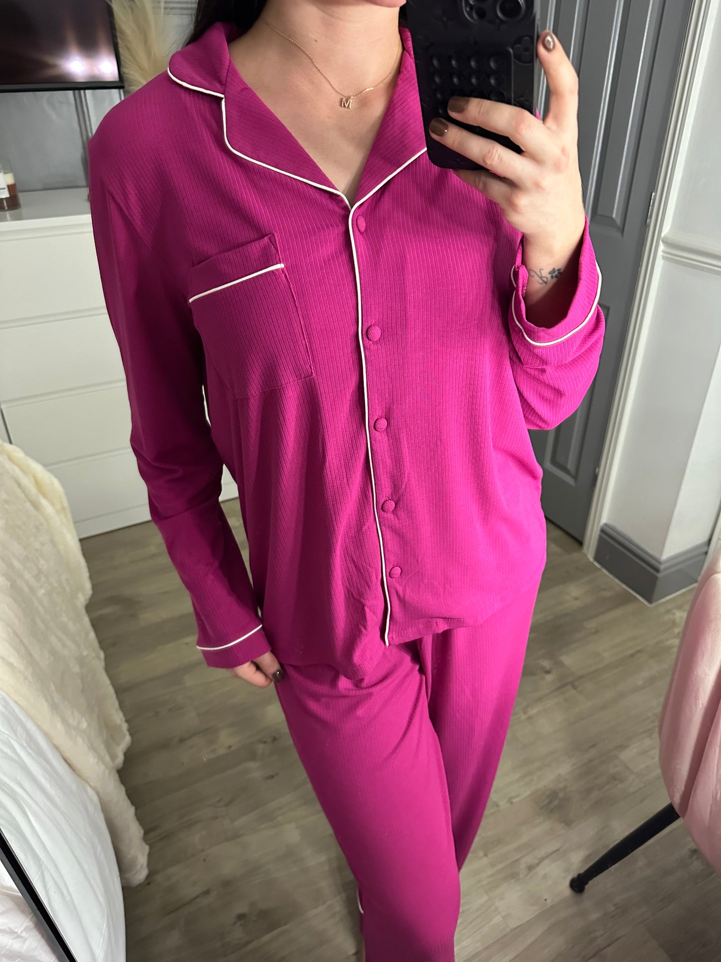 Long Sleeve Ribbed Pyjamas